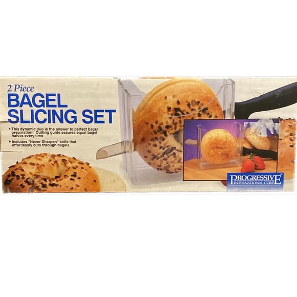 Progressive International  2 Piece Clear Acrylic Bagel Slicing Set Holder + NEW - Picture 10 of 10